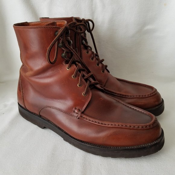 Cole Haan Leather Boots Mens 13 Brown Moc Toe 1145 Lace Up Ankle Vintage - Picture 2 of 13